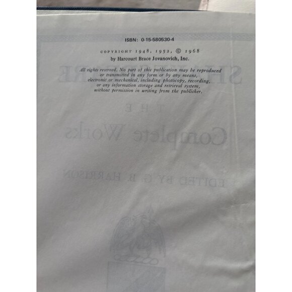 Shakespeare The Complete Works By G.B. Harrison 1968 Harcourt Brace Jovanovich - Picture 4 of 12